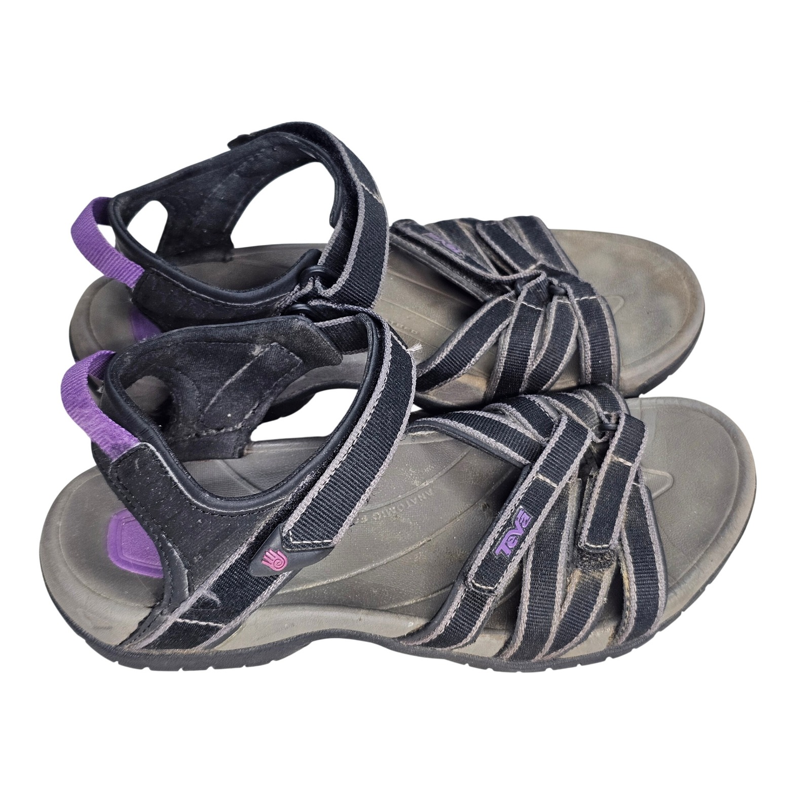 Teva Tirra Women 8 Black Purple Athletic Hiking Water Sandals 4266 Shoc Pad